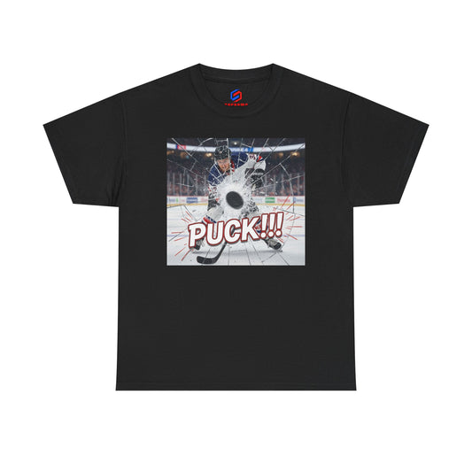 Hockey 'PUCK!!!' Graphic Tee — Ice Rink Shooter T-Shirt
