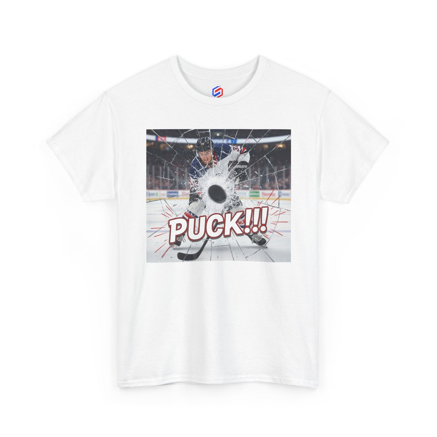 Hockey 'PUCK!!!' Graphic Tee — Ice Rink Shooter T-Shirt