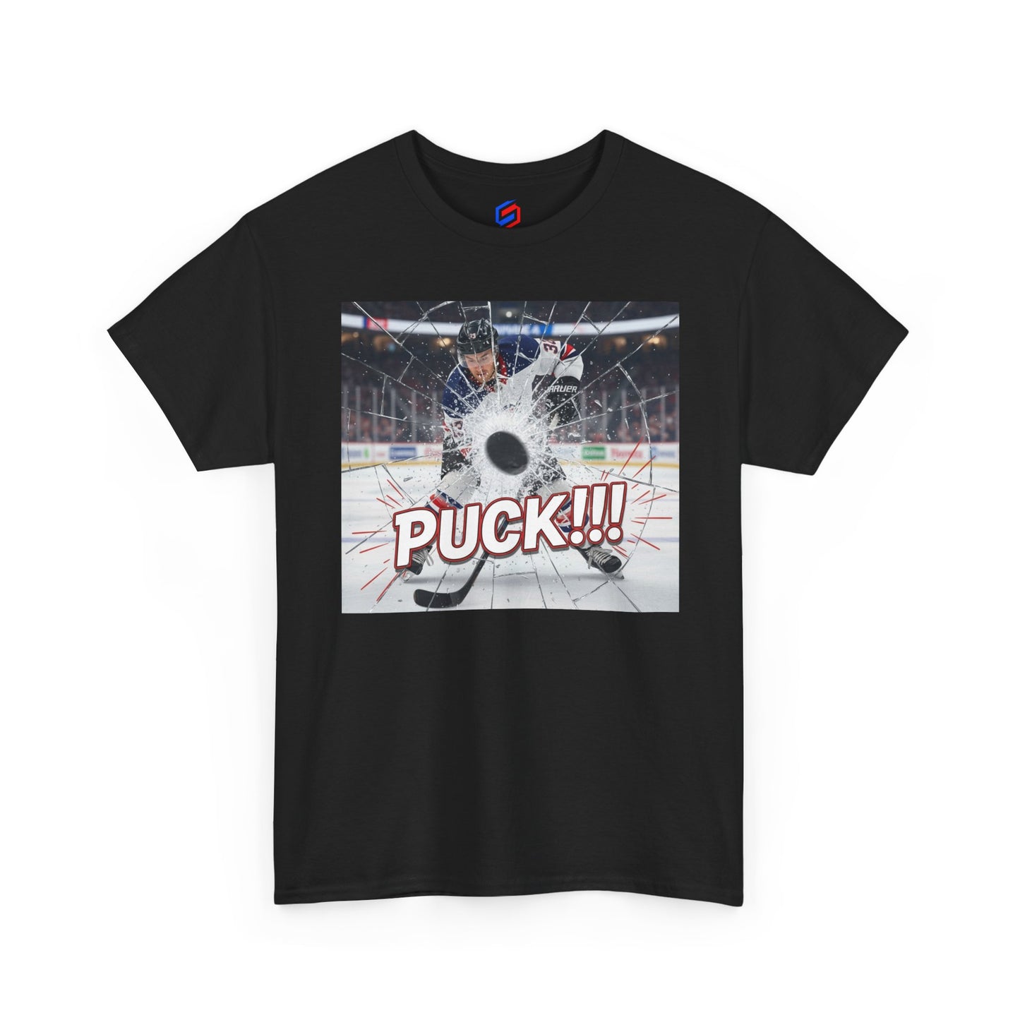 Hockey 'PUCK!!!' Graphic Tee — Ice Rink Shooter T-Shirt