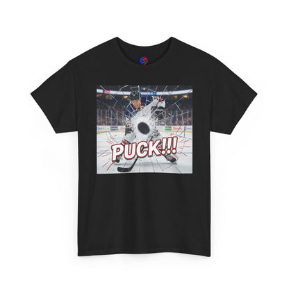 Hockey 'PUCK!!!' Graphic Tee — Ice Rink Shooter T-Shirt