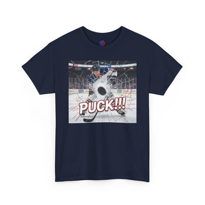 Hockey 'PUCK!!!' Graphic Tee — Ice Rink Shooter T-Shirt