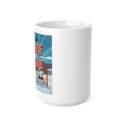 Hockey Mug — "I Love This Game" Ceramic Coffee Cup (11oz & 15oz)