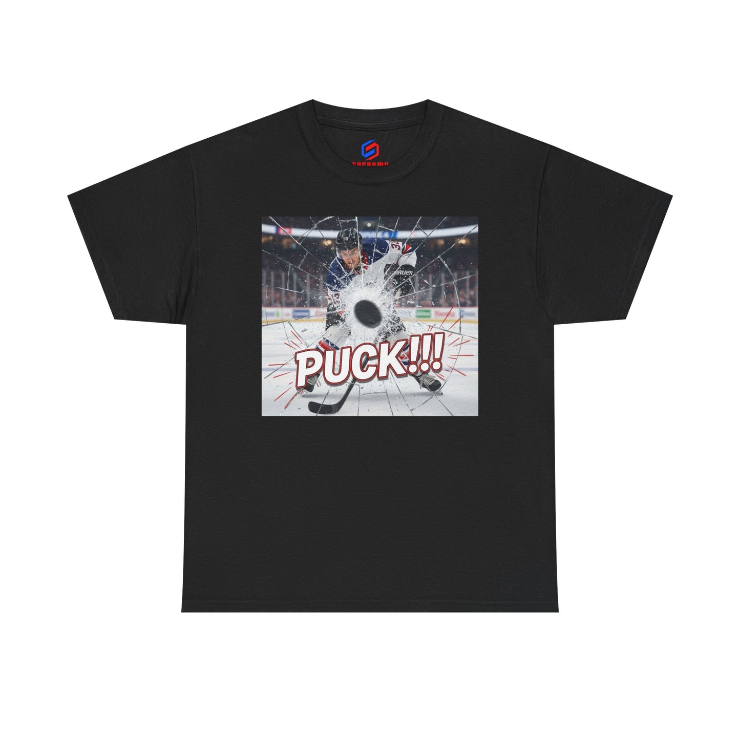 Hockey 'PUCK!!!' Graphic Tee — Ice Rink Shooter T-Shirt