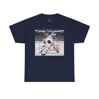 Hockey 'PUCK!!!' Graphic Tee — Ice Rink Shooter T-Shirt