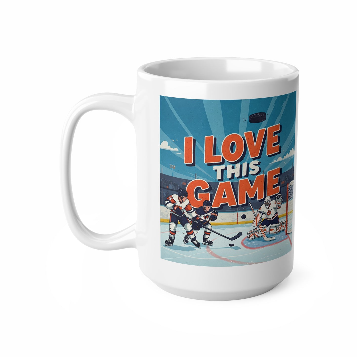 Hockey Mug — "I Love This Game" Ceramic Coffee Cup (11oz & 15oz)