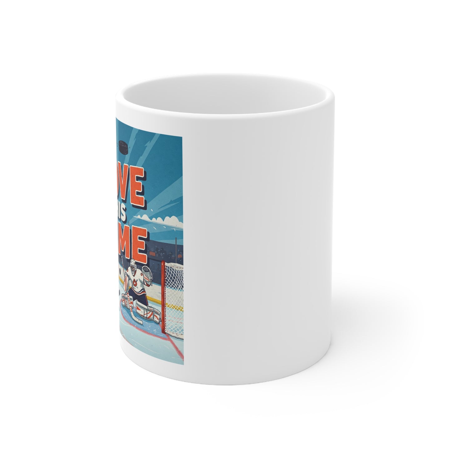 Hockey Mug — "I Love This Game" Ceramic Coffee Cup (11oz & 15oz)