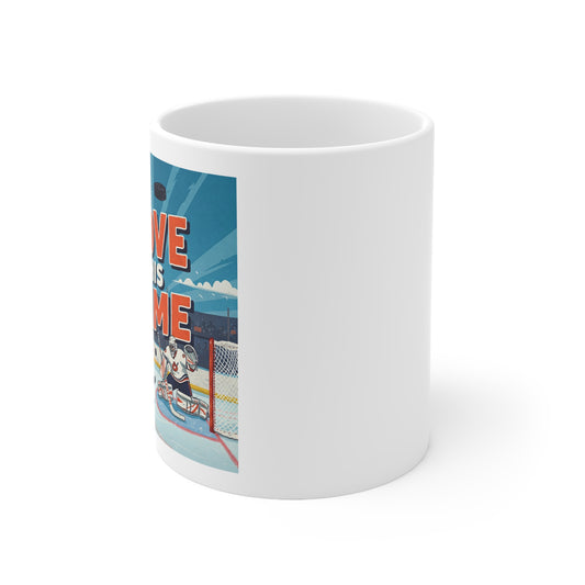 Hockey Mug — "I Love This Game" Ceramic Coffee Cup (11oz & 15oz)