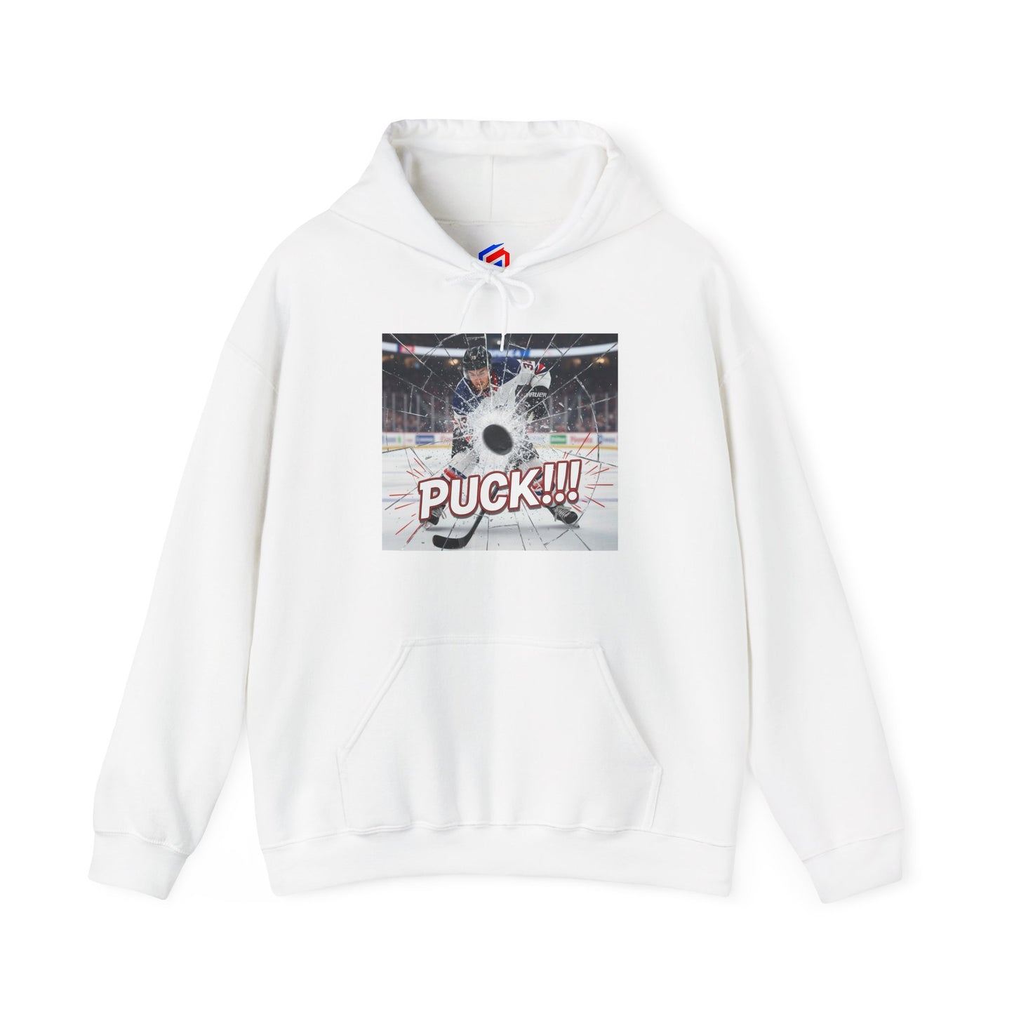 Hockey 'PUCK!!!' Graphic Hoodie - Ice Rink Action Sweatshirt