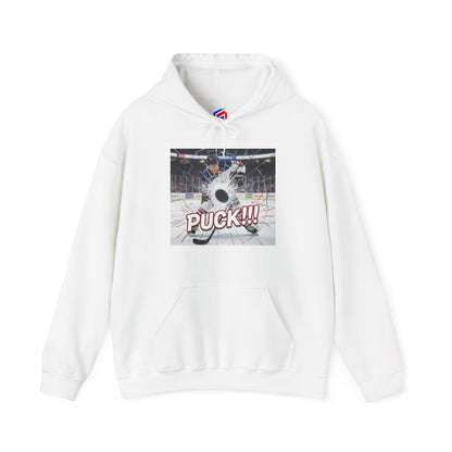 Hockey 'PUCK!!!' Graphic Hoodie - Ice Rink Action Sweatshirt
