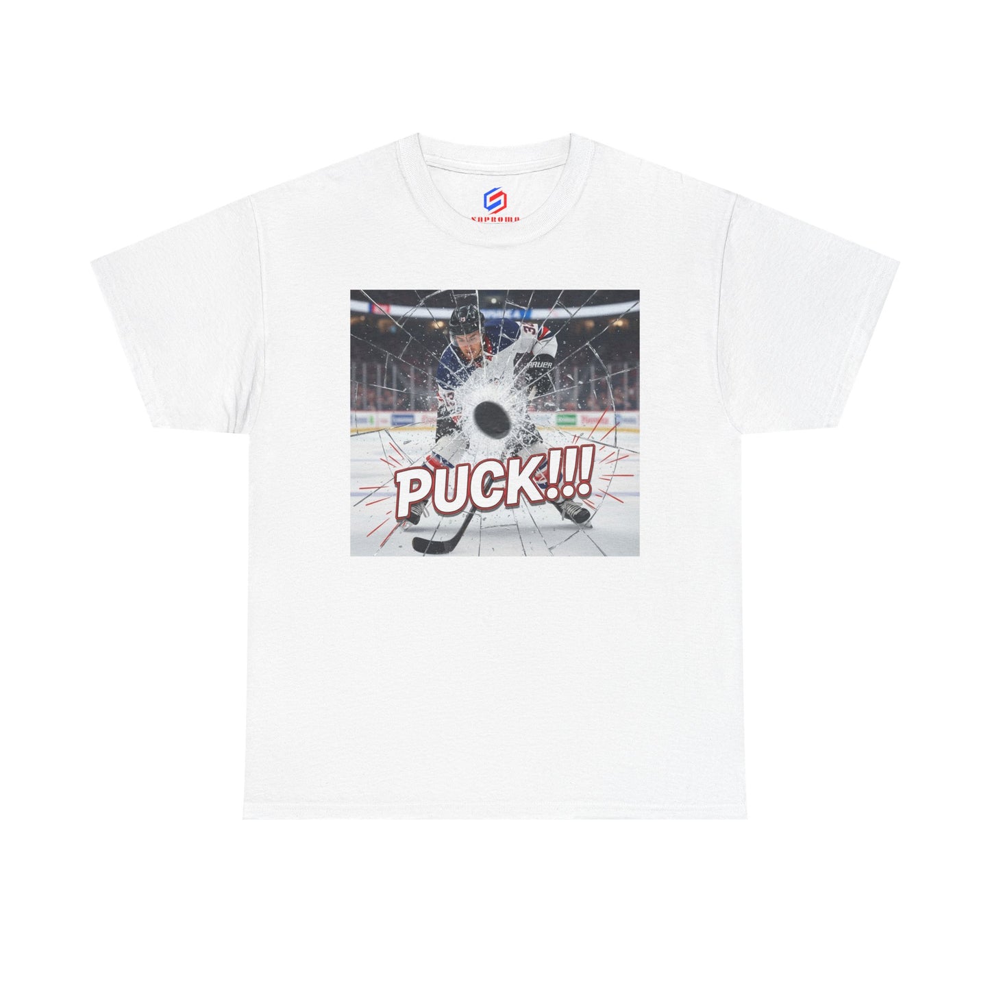 Hockey 'PUCK!!!' Graphic Tee — Ice Rink Shooter T-Shirt