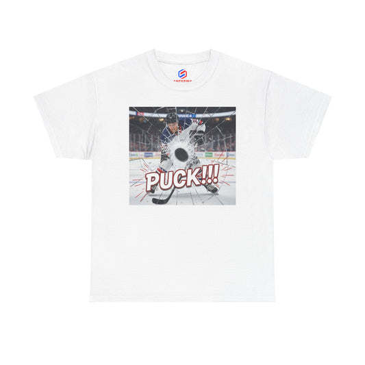Hockey 'PUCK!!!' Graphic Tee — Ice Rink Shooter T-Shirt